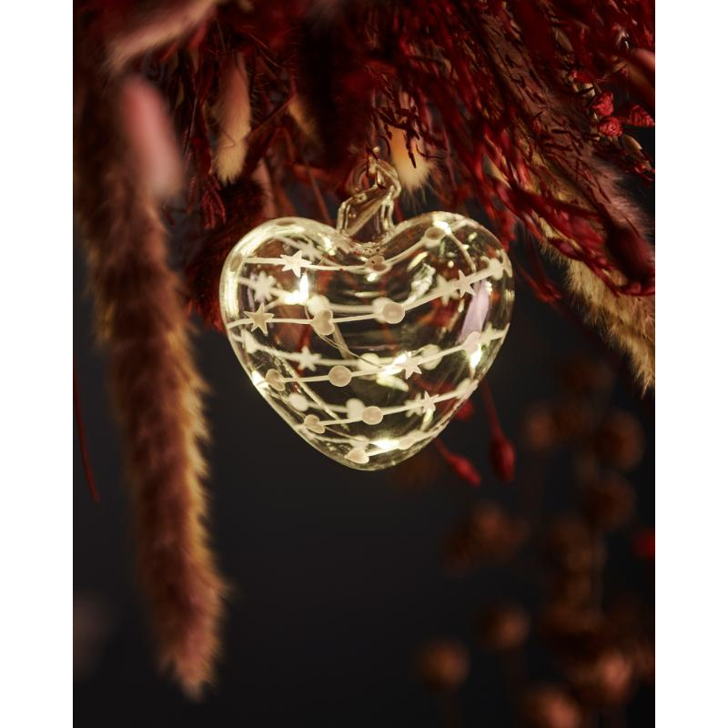 Sweet Christmas Hjerte Ø10cm, Hvid/Klar Sweet Christmas Hjerte Ø10cm, Hvid/Klar