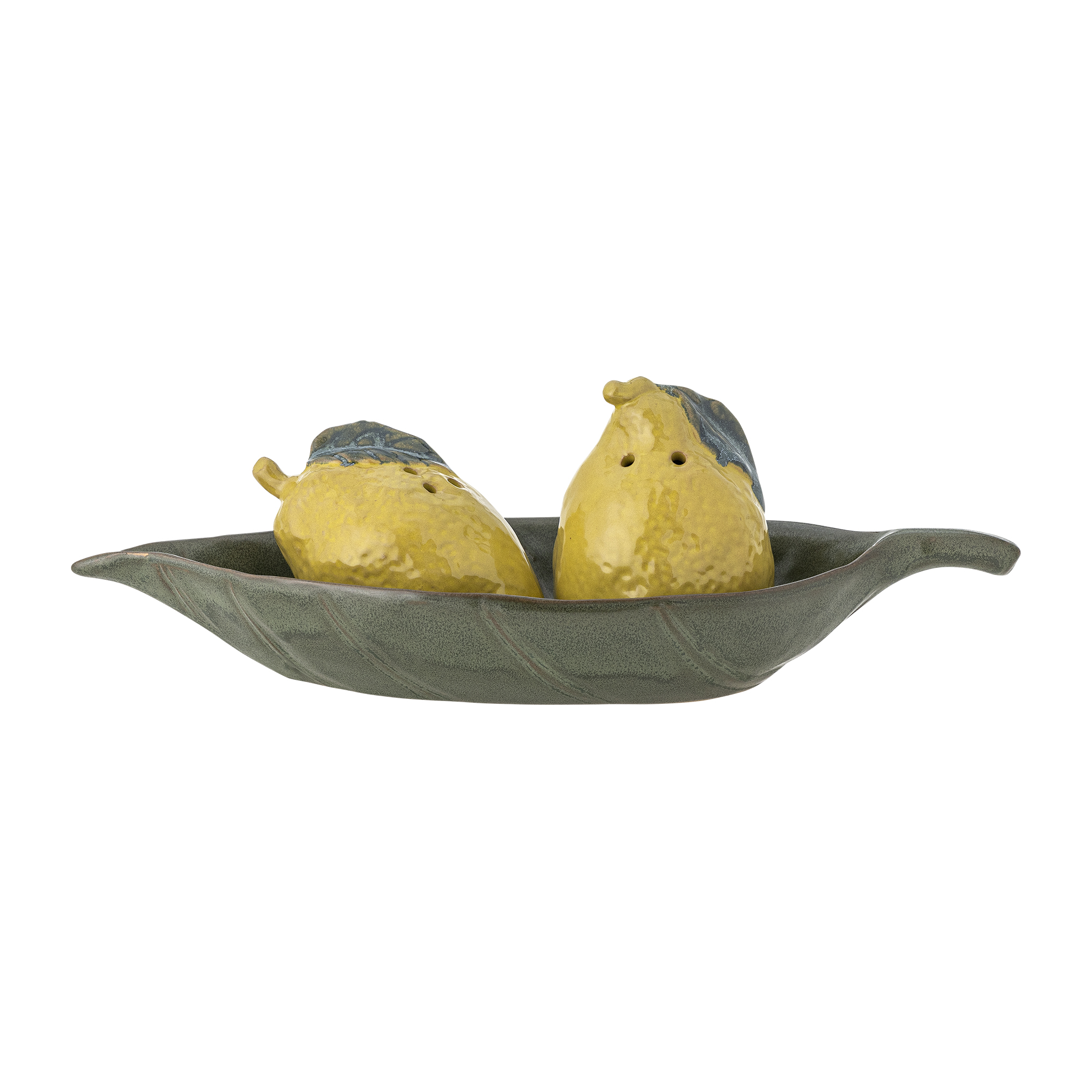 Bloomingville - Limone Salt & Pebersæt, Gul, Stentøj, L25,5xH8,5xW11 cm, Set of 3