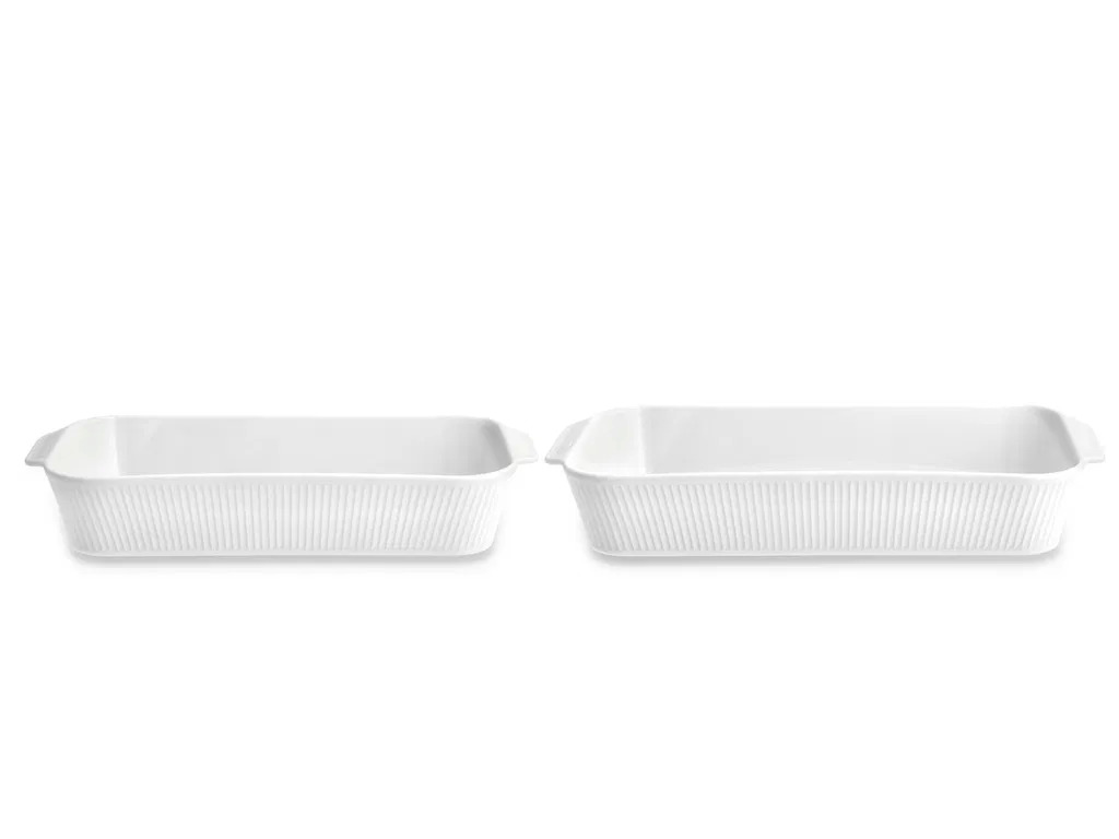 Pillivuyt Plissé Fadsæt dybt 35 x 19 cm + 38 x 21 cm 2 stk. Hvid