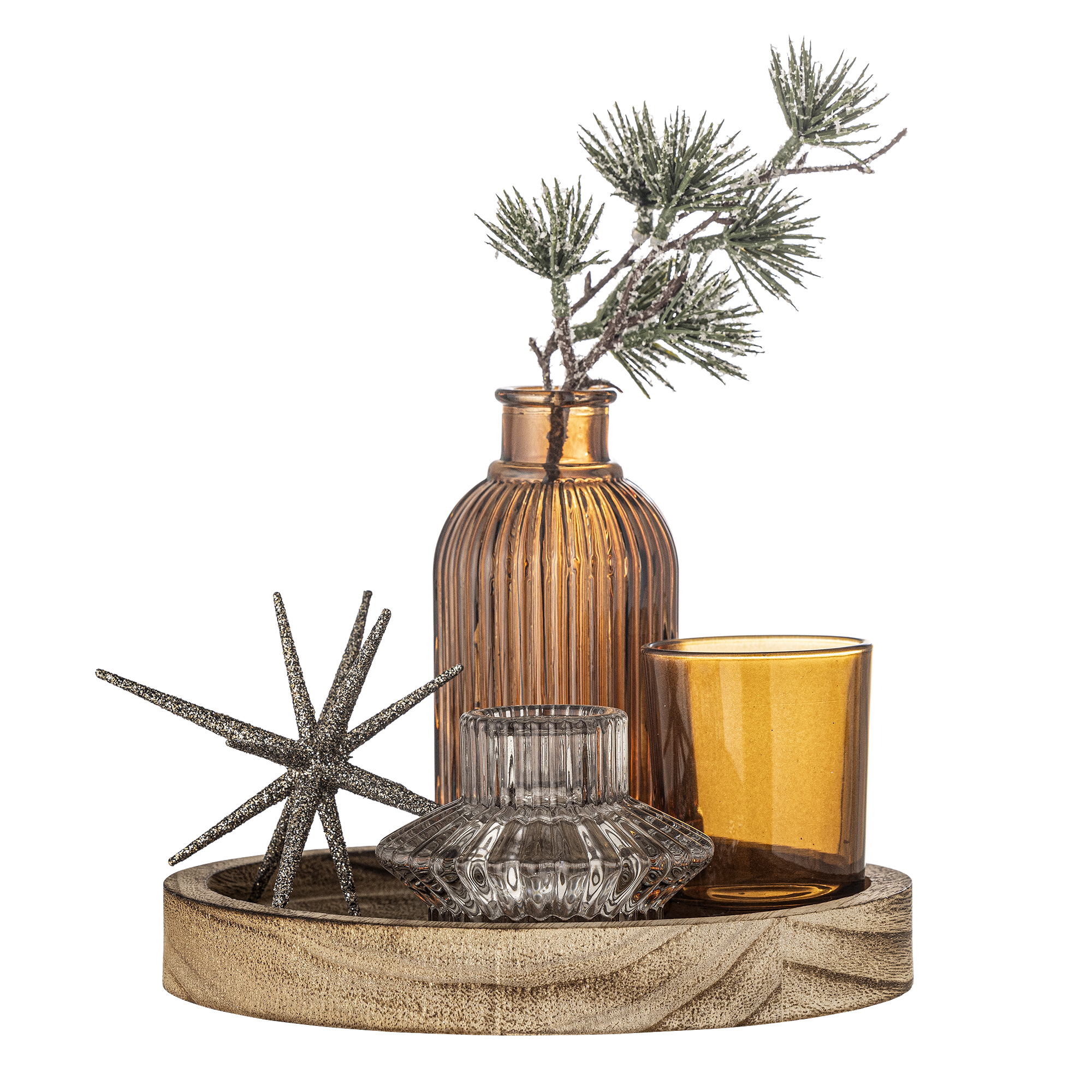 Bloomingville - Sanga Bakke m/fyrfadsstage, Brun, Glas, D18xH22,5 cm, Set of 6 billede