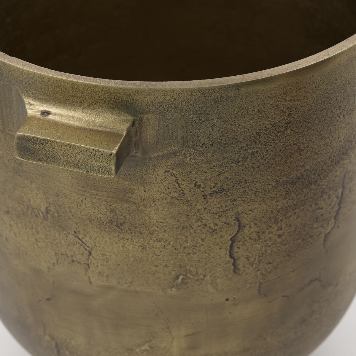 Urtepotte, Foem, H 28 cm, antik messing