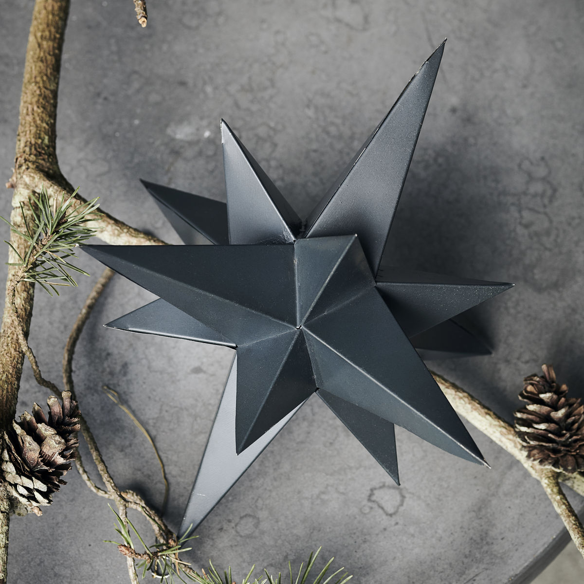 Stjerne, 3 Dimensional, Sort Ø25 cm*