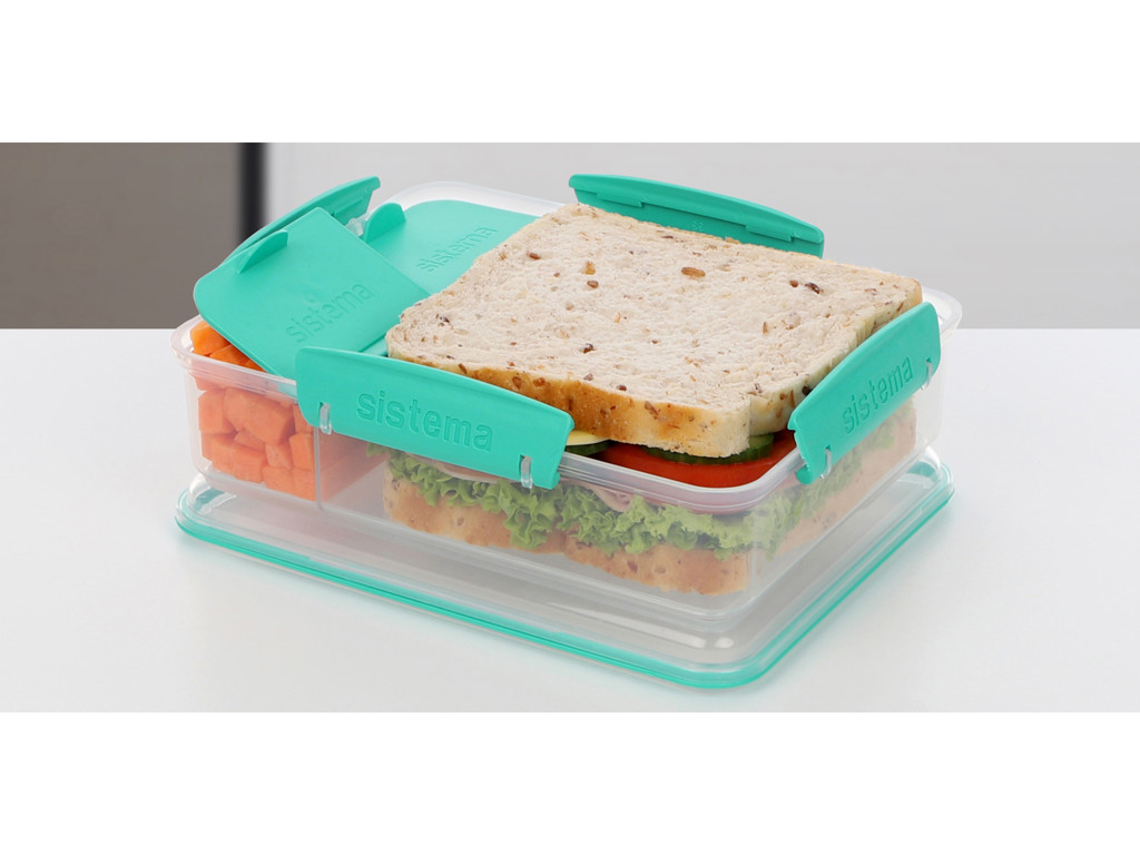 Sistema Madkasse - Snack Attack Duo To Go - 975ml - Klar/Minty Teal