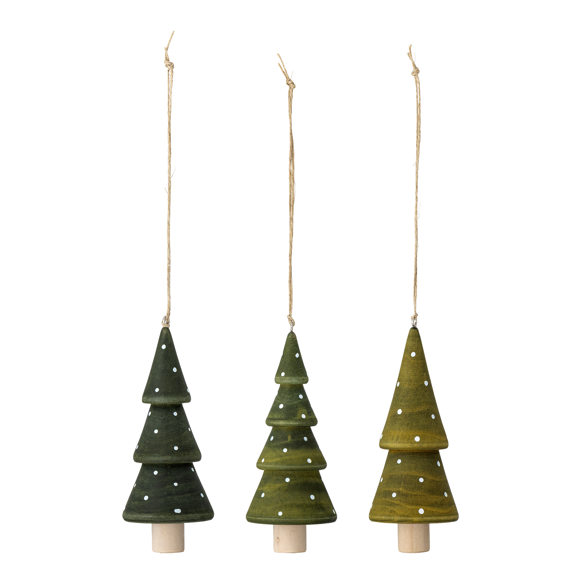 Bloomingville - Jayli Ornament, Grøn, Schima, D5xH11,5 cm, Set of 3