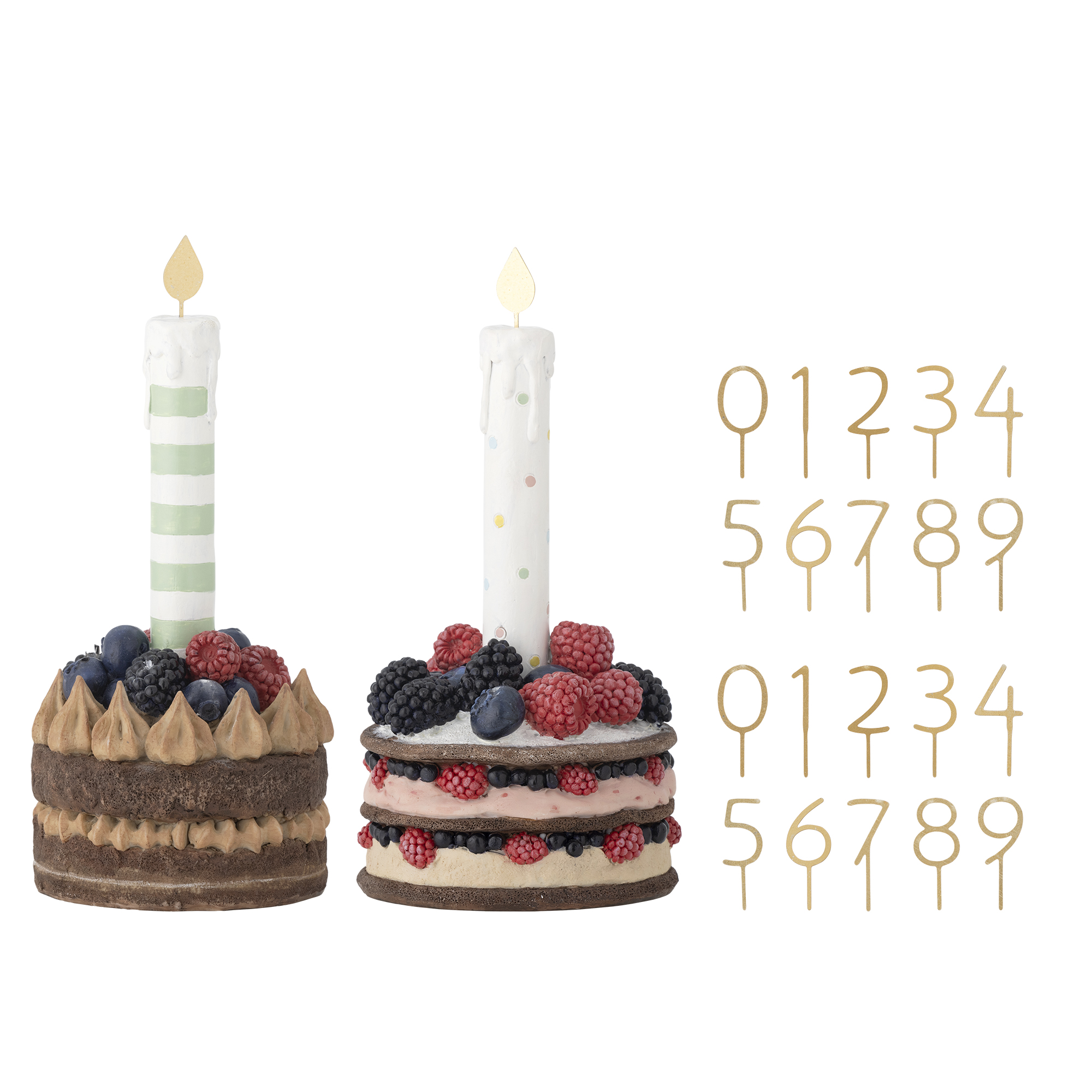 Bloomingville - Hooray Fødselsdagsdekoration, Multifarvet, Polyresin, D11,5xH20,5 cm, Set of 2 billede