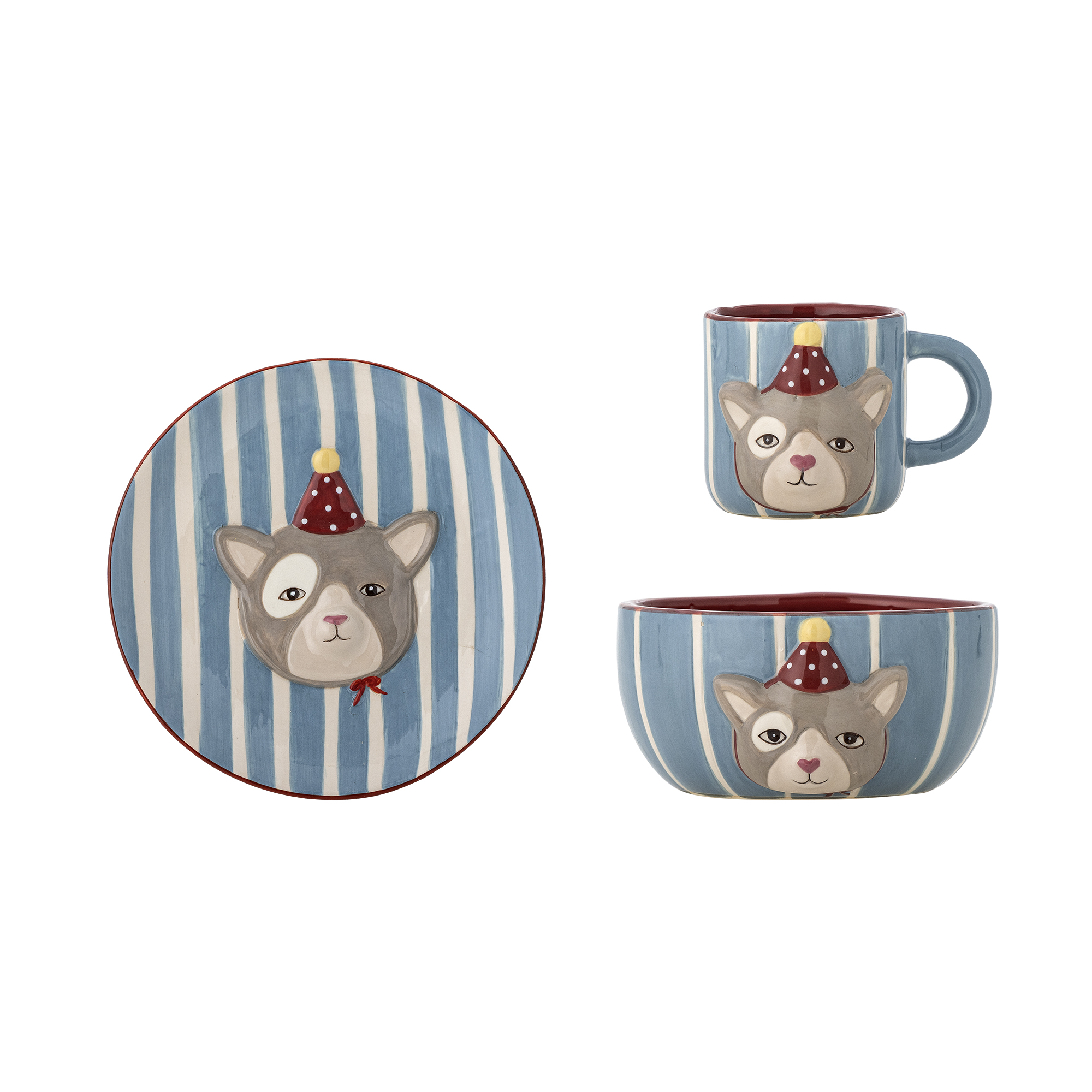 Bloomingville - Party Stelsæt, Multifarvet, Stentøj, C:D9xH8/B:D14xH8/P:D15,5xH2 cm, Set of 3