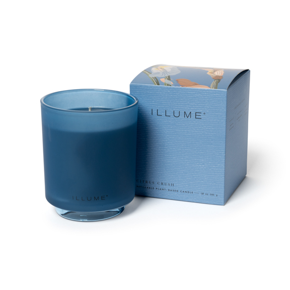 Bloomingville - Citrus Crush Box Glass Candle, Blå,, 285 G. - 50 Hours - D9xH10,7 cm billede
