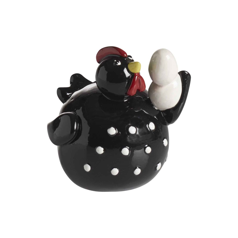 Nääsgränsgården - Høne med æg, sort H.5,5cm