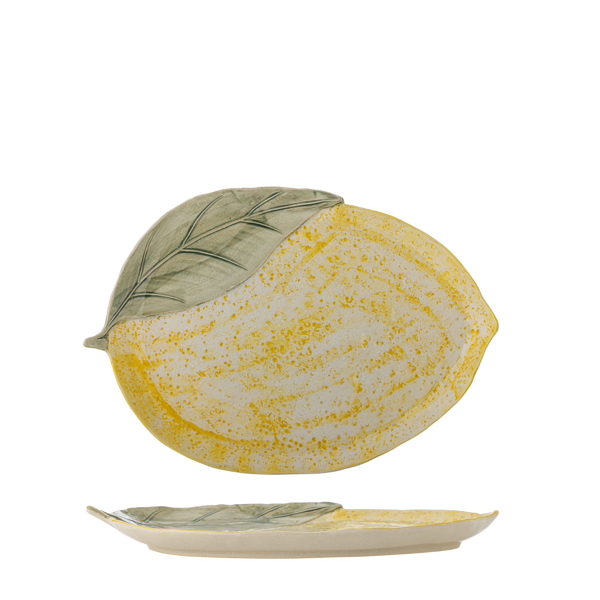 Bloomingville - Hadden Serveringsfad, Gul, Stentøj, L32xH3xW22,5 cm billede