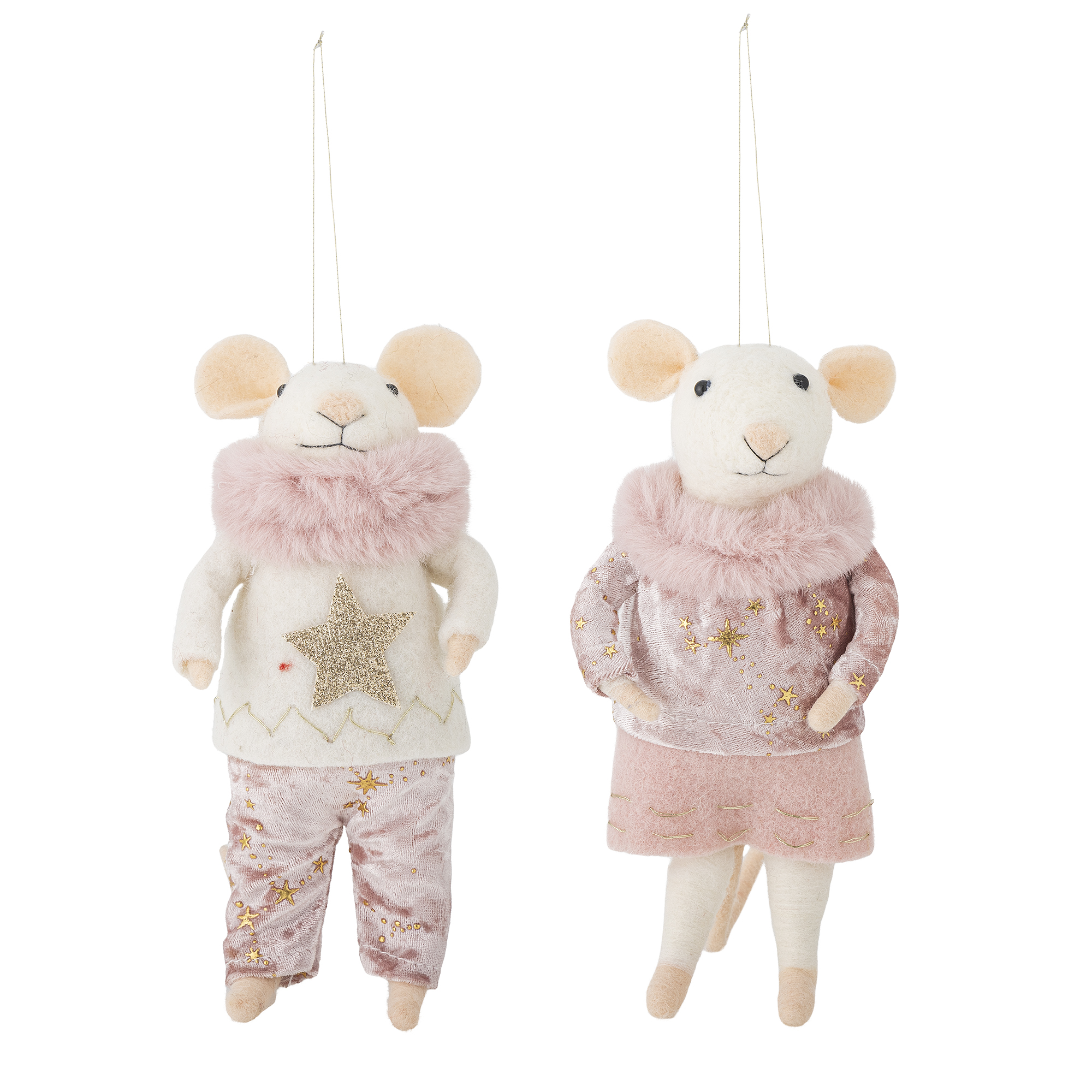 Bloomingville - Peo Ornament, Rosa, Uld, L10xH23xW9 cm, Set of 2 billede