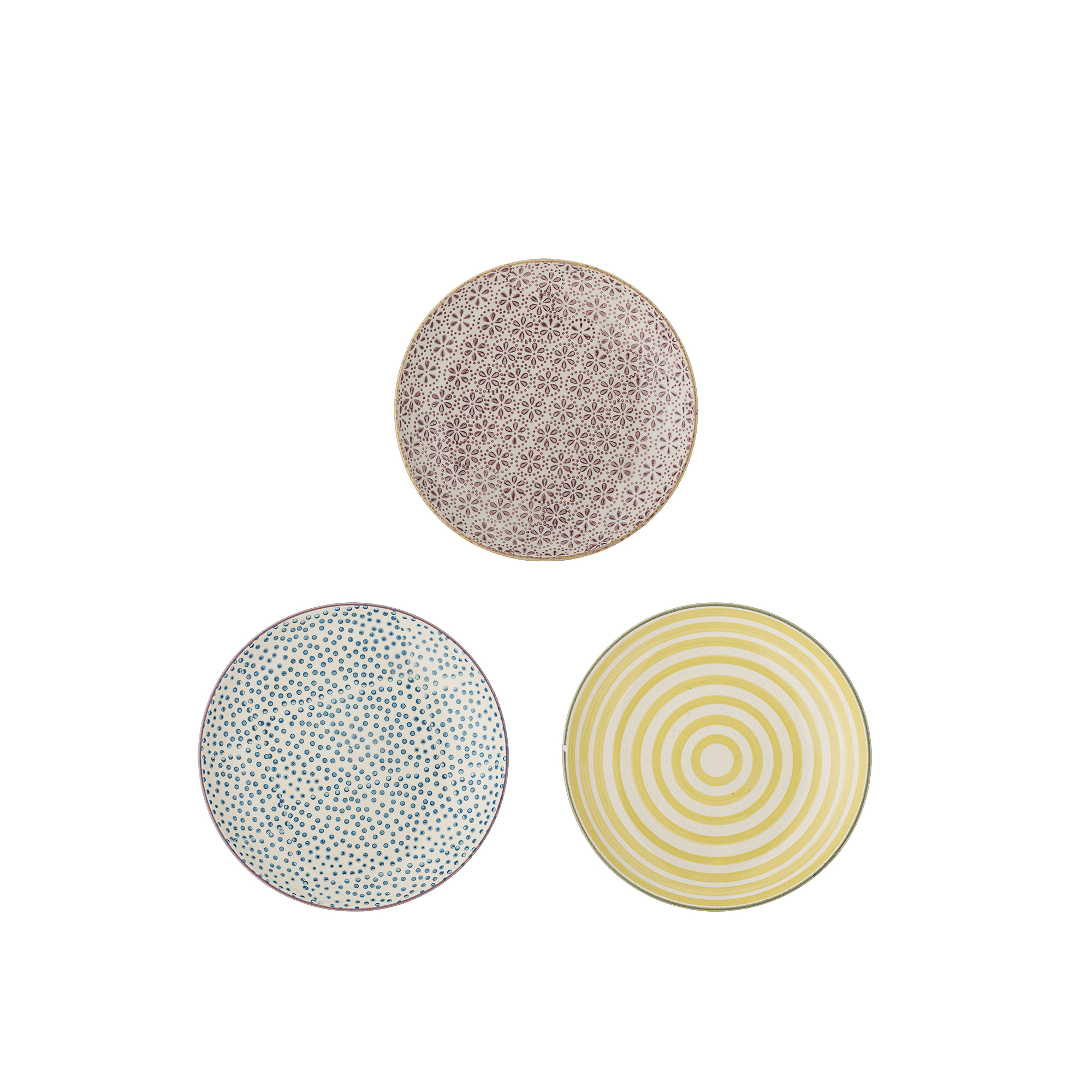 Bloomingville - Patrizia Tallerken, Multifarvet, Stentøj, D16xH2,5 cm