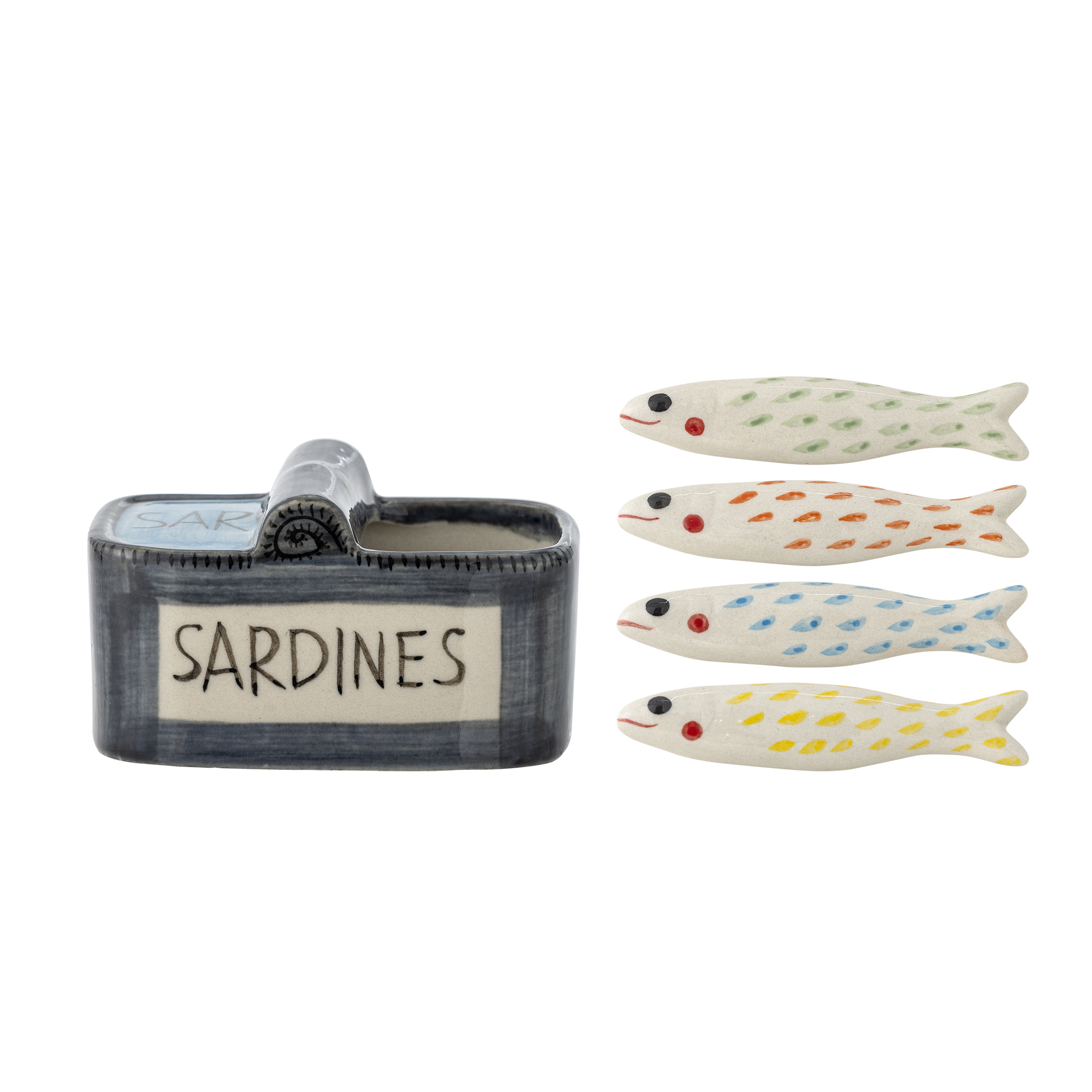 Bloomingville - Caiam Spisepinde Holder, Multifarvet, Stentøj, L9xH6xW8 cm, Set of 5