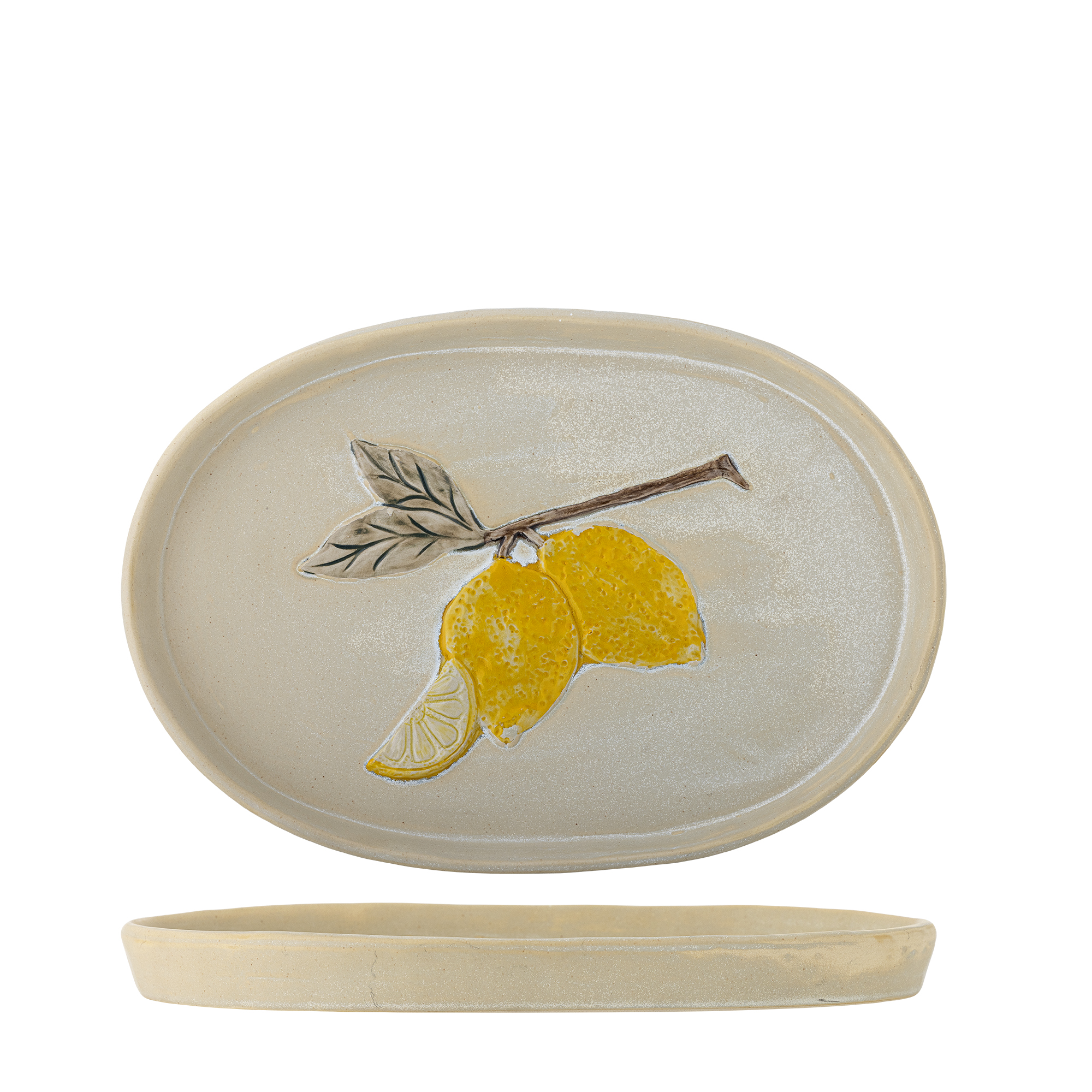 Bloomingville - Hadden Serveringsfad, Gul, Stentøj, L36xH3xW25 cm billede