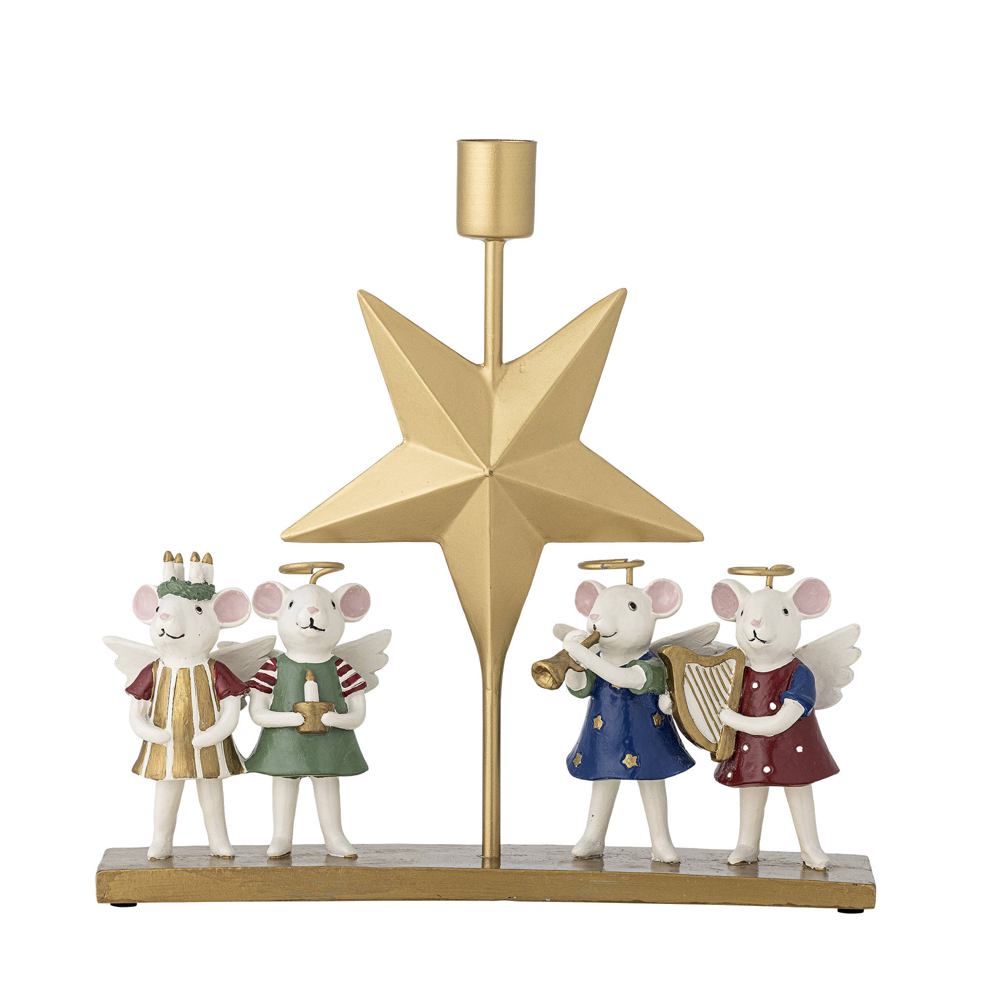 Bloomingville - Peo Lysestage, Multifarvet, Polyresin, L23,5xH23,5xW6 cm