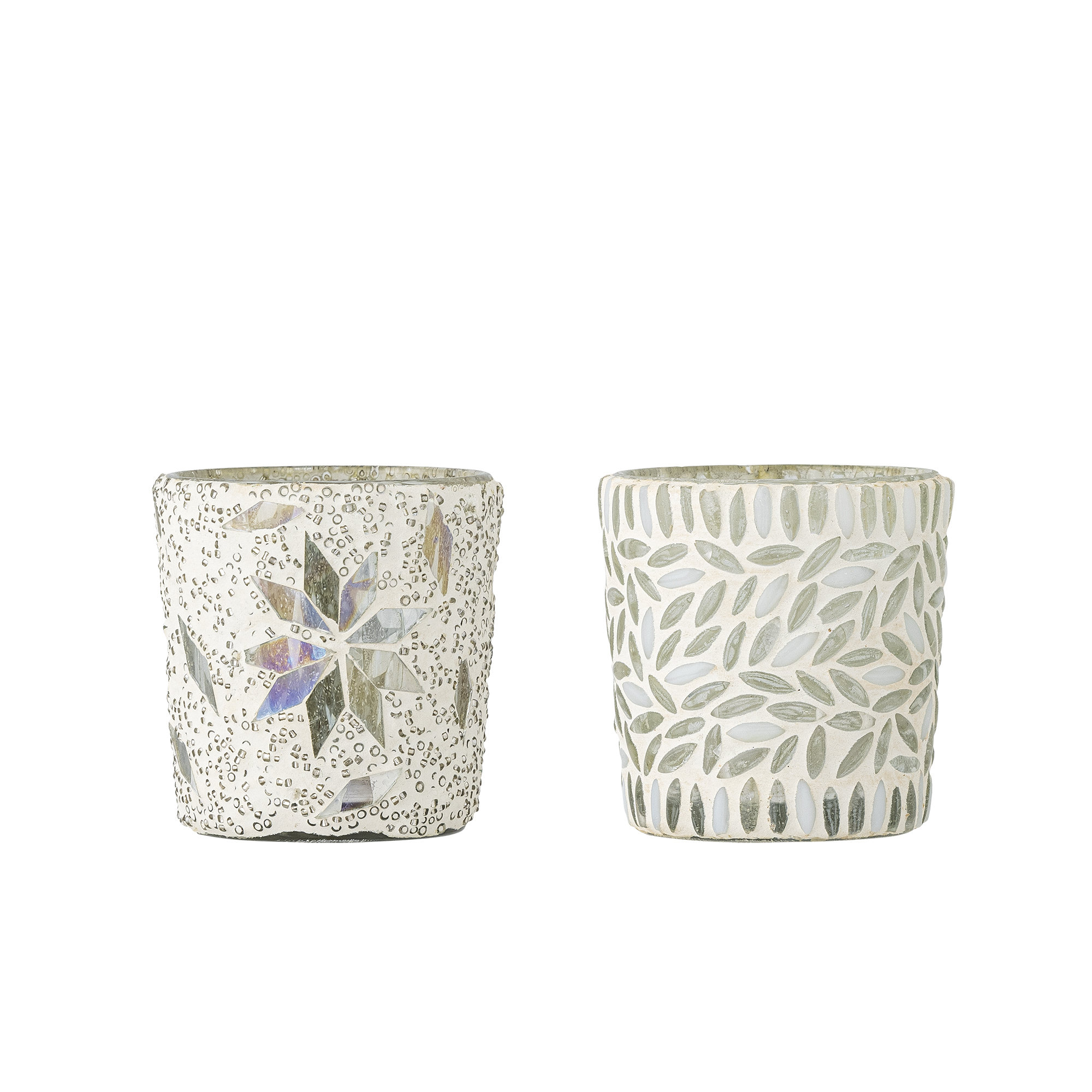 Bloomingville - Myr Fyrfadsstage, Hvid, Glas, D6,5xH7,5 cm, Set of 2