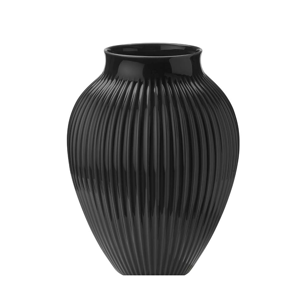 Billede af Knabstrup - , vase med riller, sort, 35 cm
