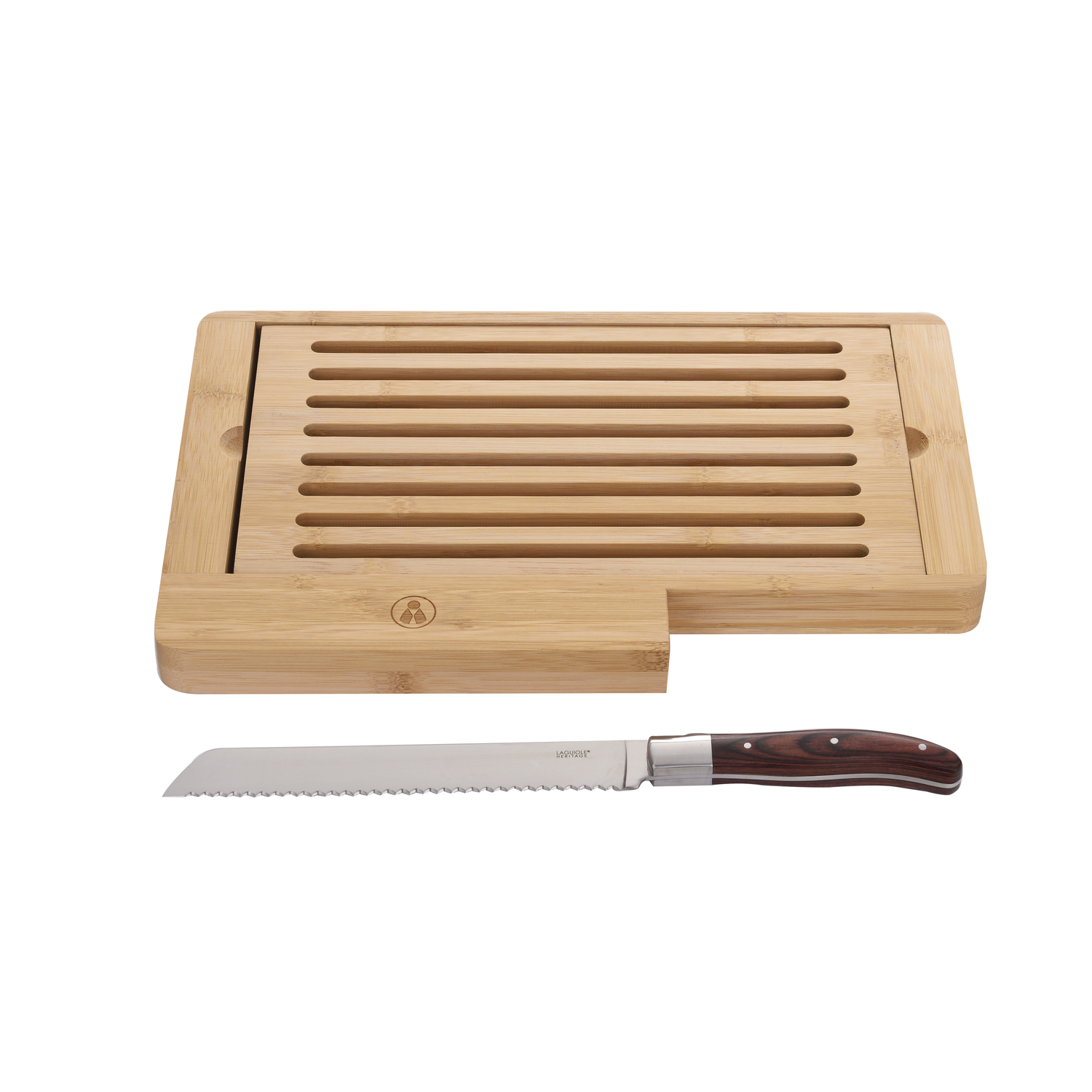 Laguiole Herit Bambus Skærebræt med Brødkniv