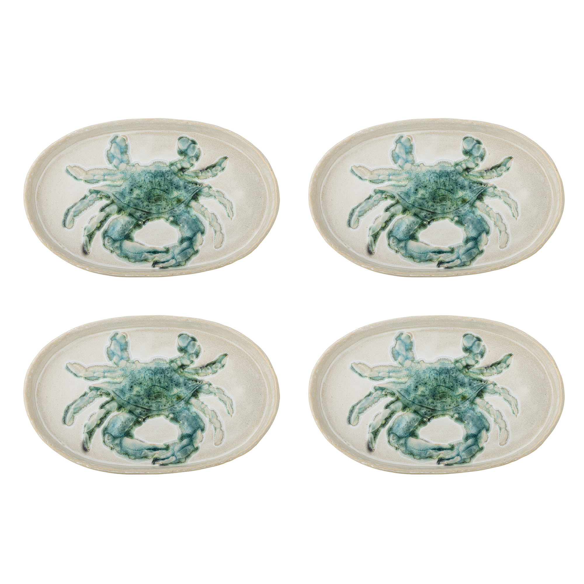 Bloomingville - Hadden Tallerken, Grøn, Stentøj, L29xH2,5xW18 cm, Set of 4 billede