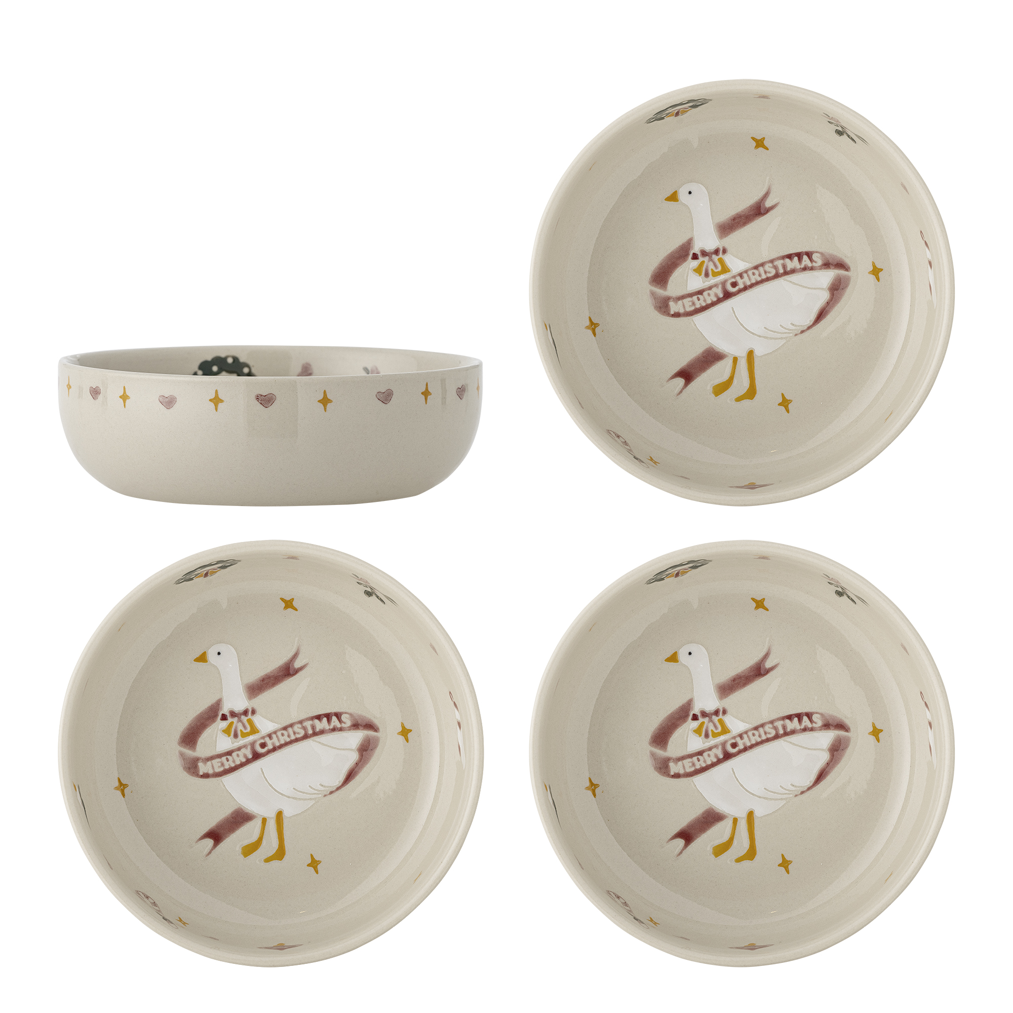 Bloomingville - Mary Skål, Rød, Stentøj, D16xH5 cm, Set of 4