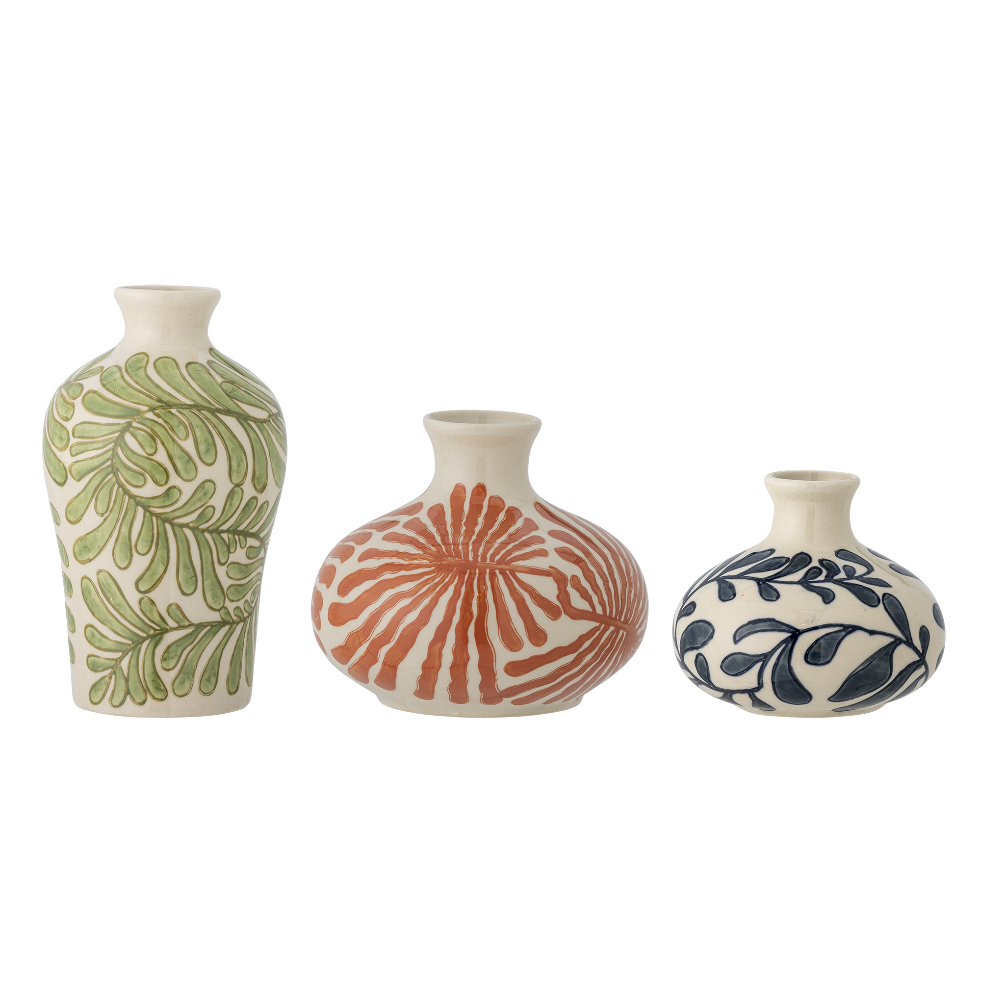 Bloomingville - Fauni Vase, Multifarvet, Stentøj, D11xH9/D13xH11/D11xH16 cm, Set of 3