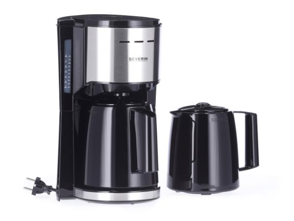 Severin Kaffemaskine med 2 termokander 1000 watt Stål/Sort