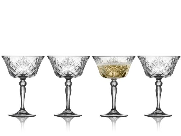 Se Lyngby Glas - Krystal Melodia Champagneskål 26 cl 4 stk. hos Rikki Tikki Shop