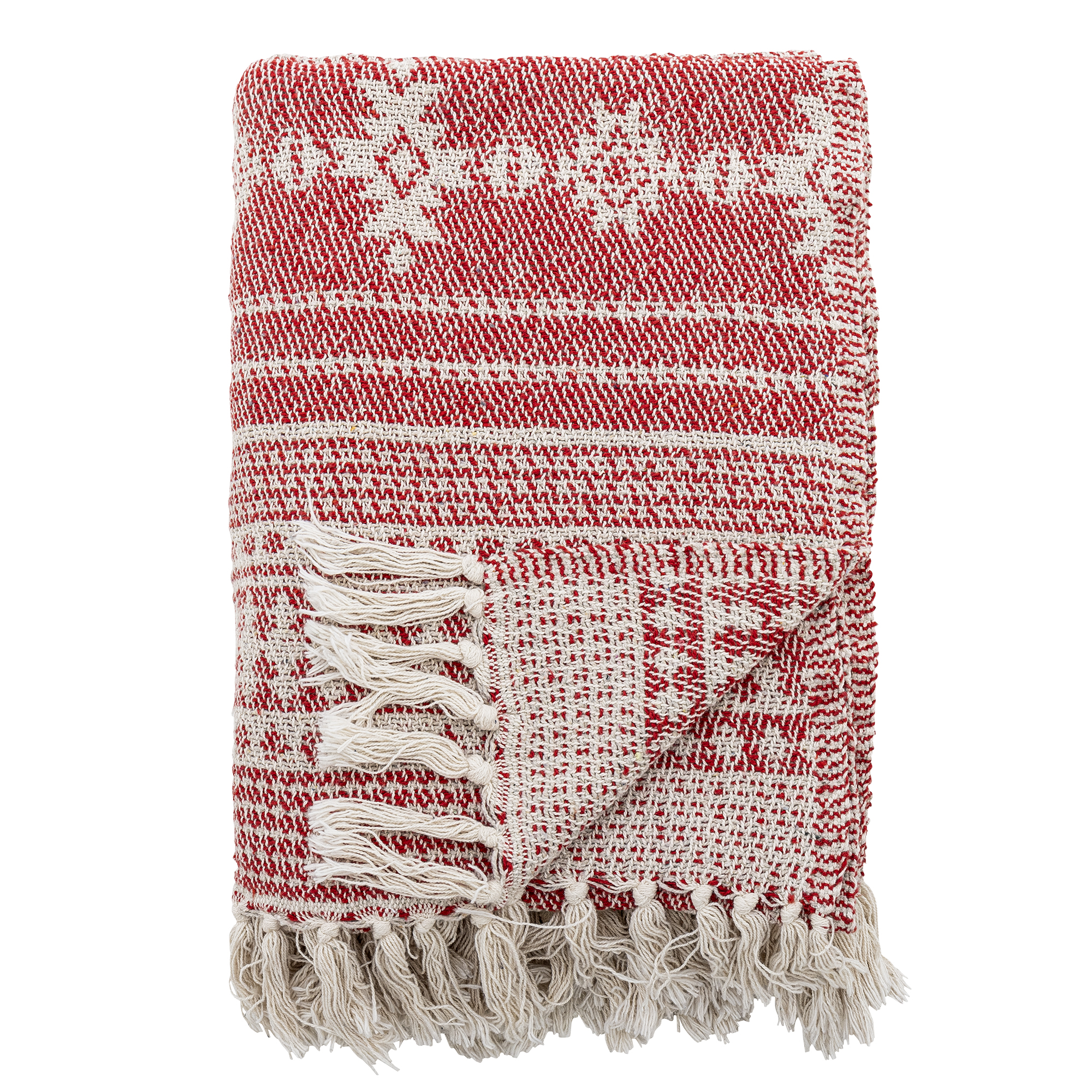 Bloomingville - Oia Plaid, Rød, Genanvendt Bomuld, L160xW130 cm