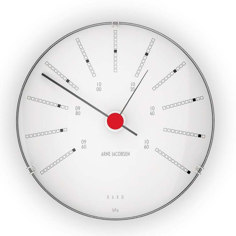 Arne Jacobsen Bankers Barometer Ø12 cm hvid/sort/rød Arne Jacobsen Bankers Barometer Ø12 cm hvid/sort/rød