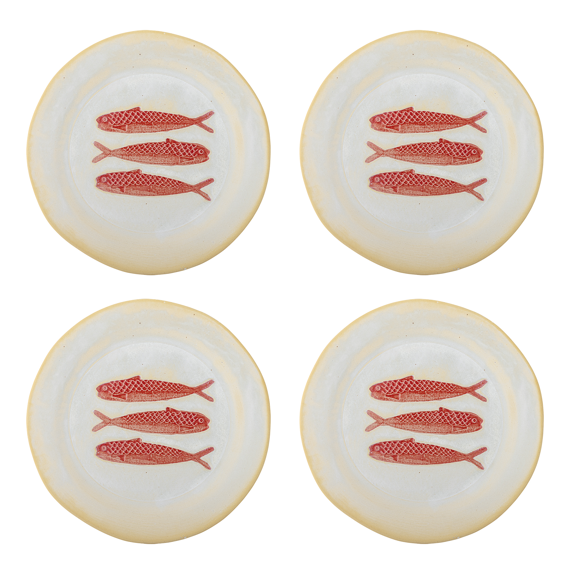 Bloomingville - Hadden Tallerken, Rød, Stentøj, D27xH2 cm, Set of 4 billede