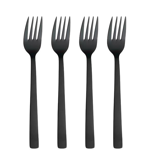 Aida - RAW - gaffel blank sort coated 4 stk billede