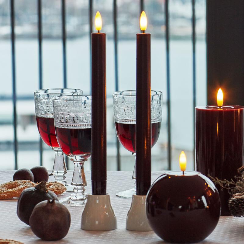 Sirius - Sille Lak Kronelys 2 pak, Ø2 x H20 cm Bordeaux