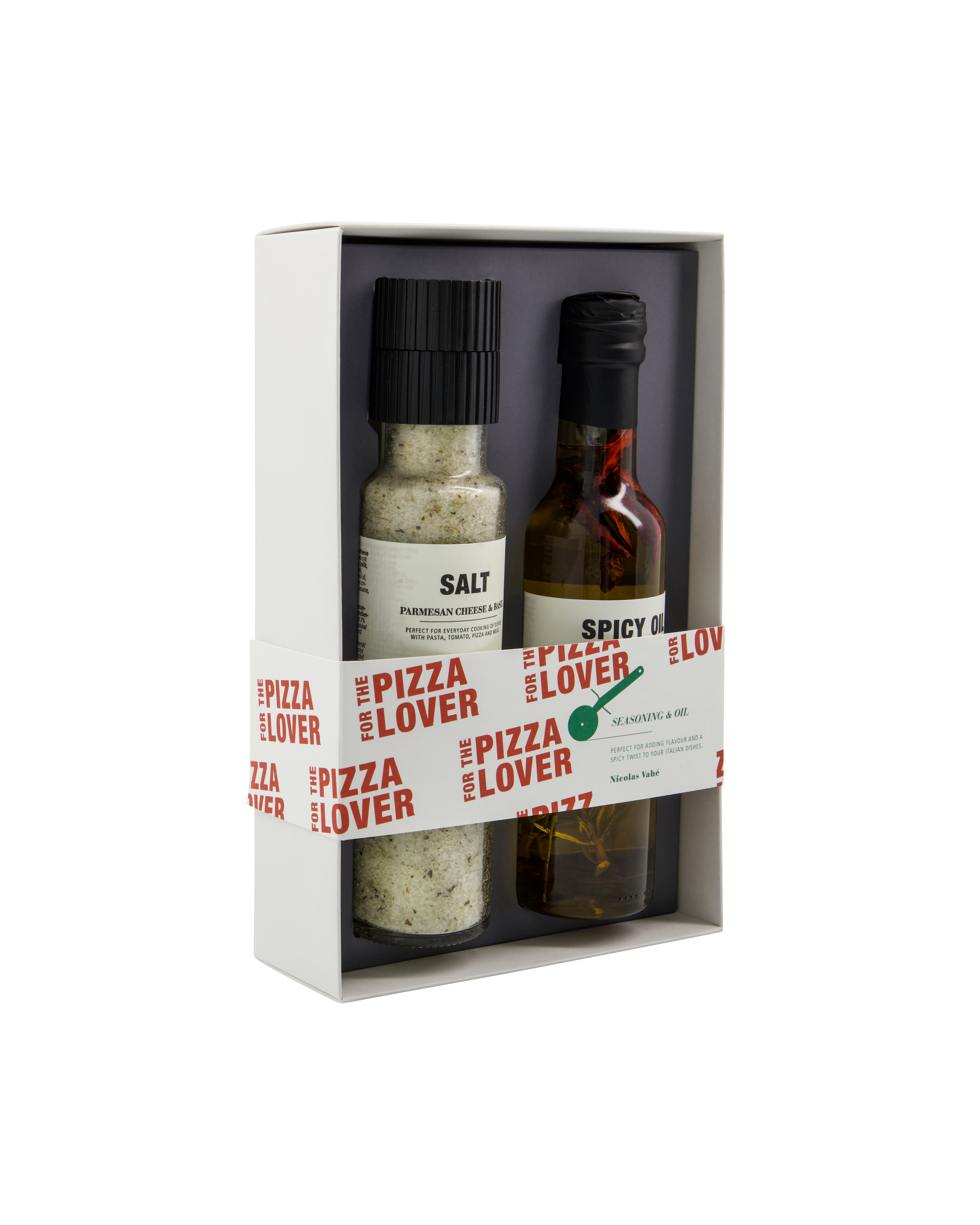 Nicolas Vahé - Gift box, Pizza lover - Salt parmesan & basil + spicy oil, 310|25 g|cl