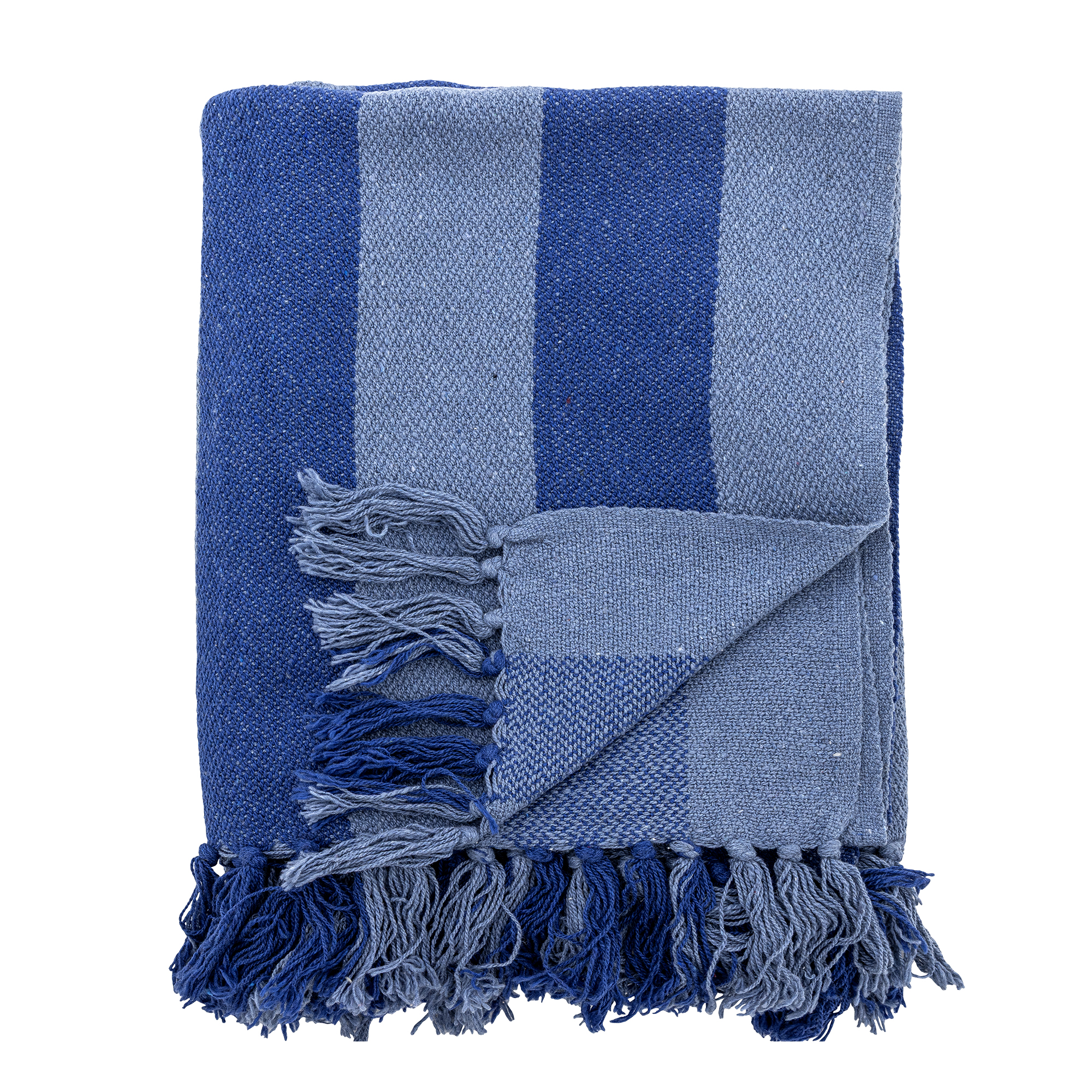 Bloomingville - Frello Plaid, Blå, Genanvendt Bomuld, L160xW130 cm
