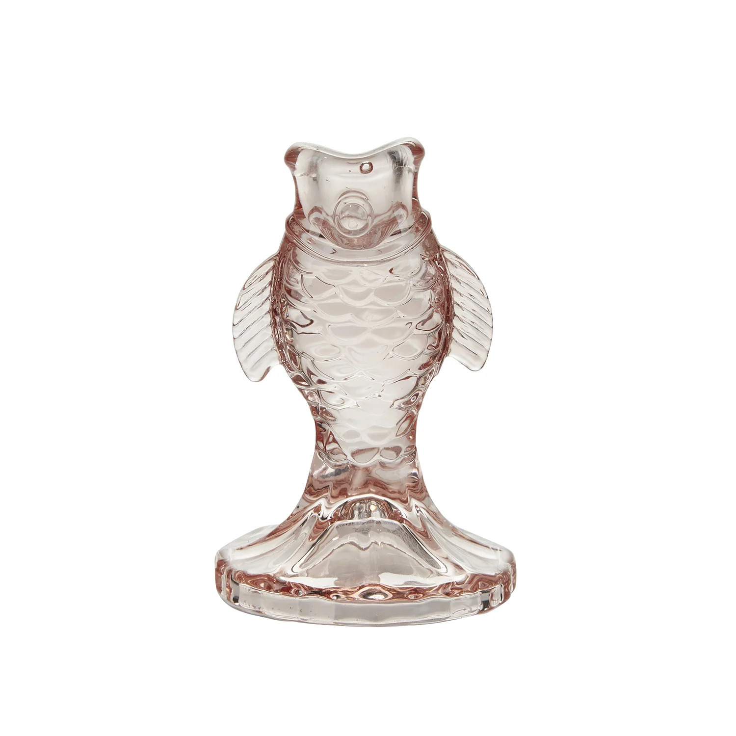 Lysestage, glasfisk i rose H12 cm