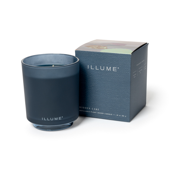 Bloomingville - Hidden Lake Box Glass Candle, Blå,, 285 G. - 50 Hours - D9xH10,7 cm billede