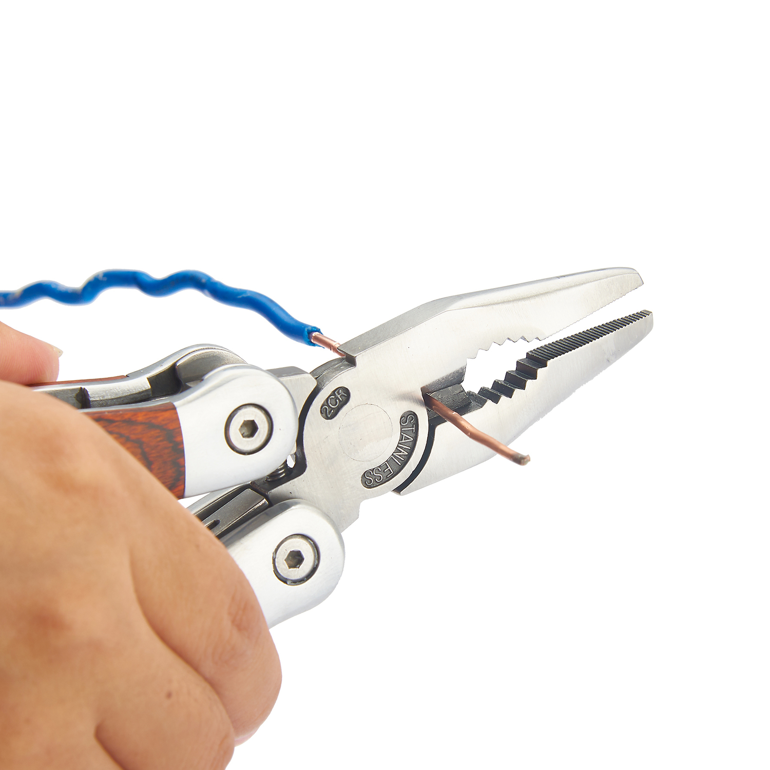 Laguiole Multi Værktøj i læder etui, Pakka træ