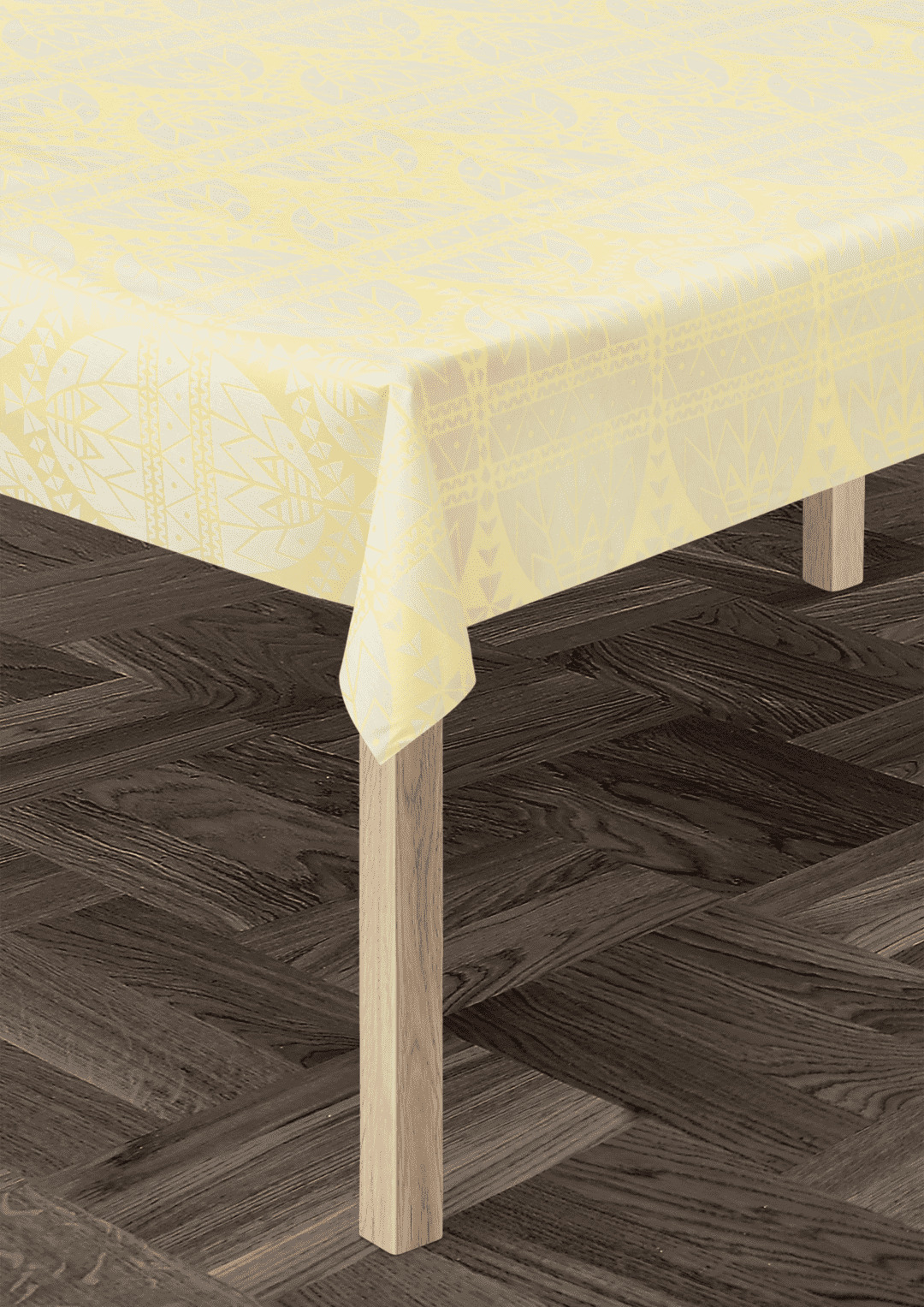 Påske Damask Akryldug gul B140 cm - i metermål Påske Damask Akryldug gul B140 cm - i metermål