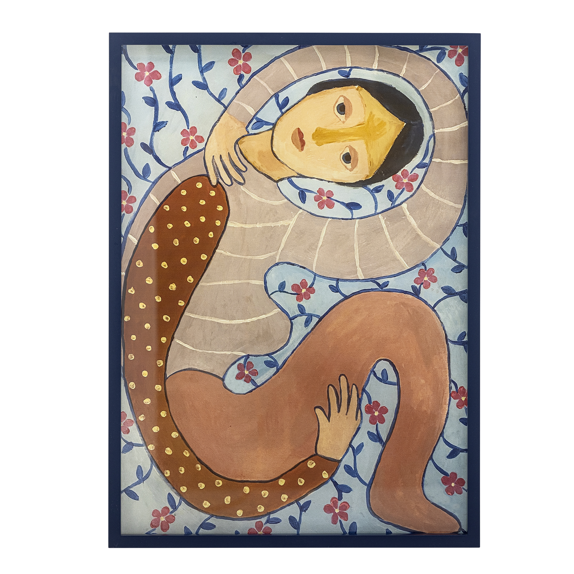 Bloomingville - Floriesta Illustration med ramme, Multifarvet, Fyrretræ, L52xH72xW2,5 cm