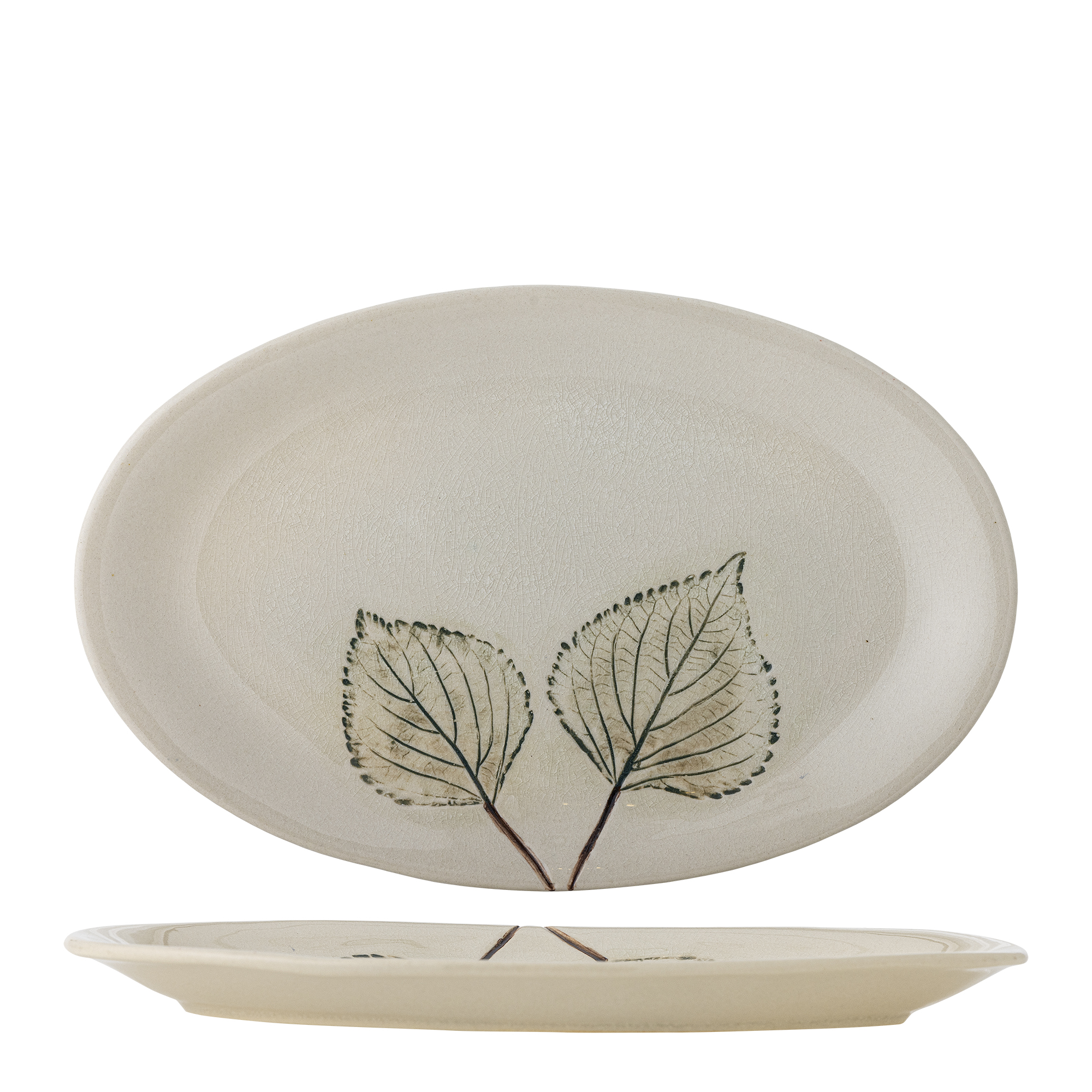 Bloomingville - Aubrin Serveringsfad, Natur, Stentøj, L30xH2xW19 cm billede