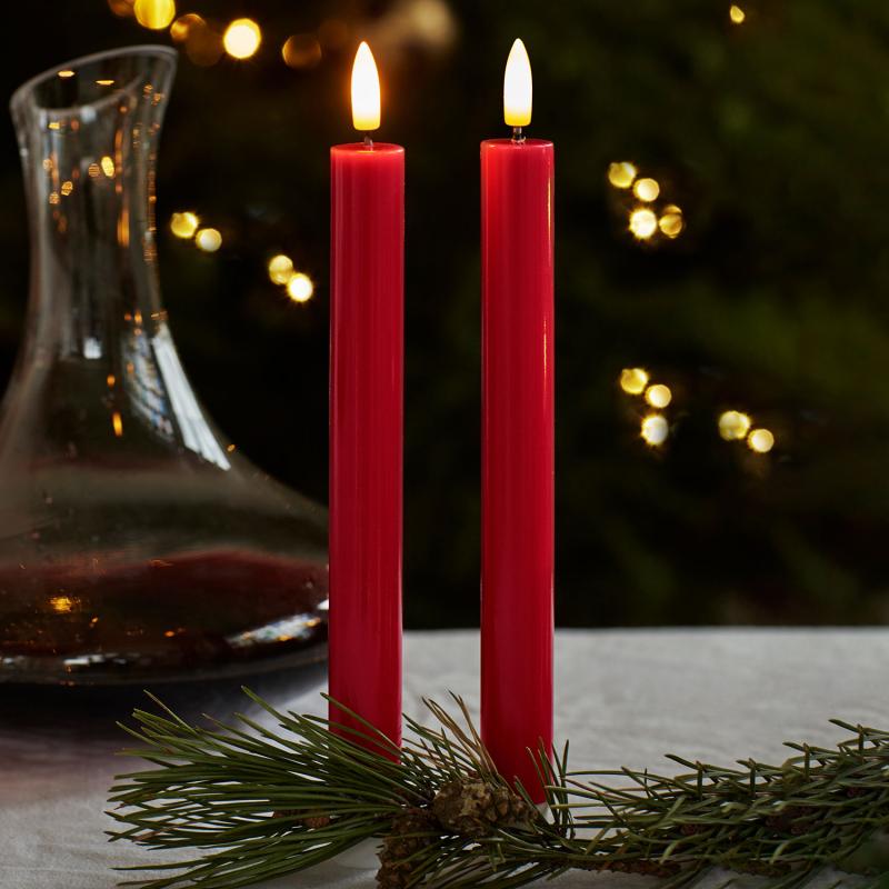 Sirius - Sille Lak Kronelys 2 pak, Ø2 x H20 cm Rød