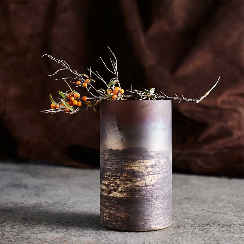 Vase Lana 25 - Brown/Gold Ø14xH25 cm
