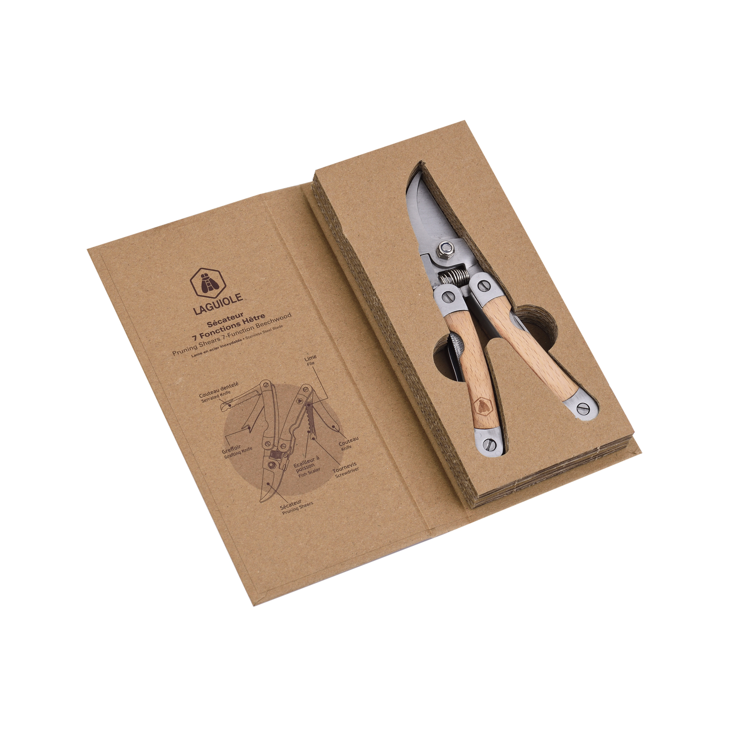 Laguiole - Havesaks 7 funktioner Beechwood