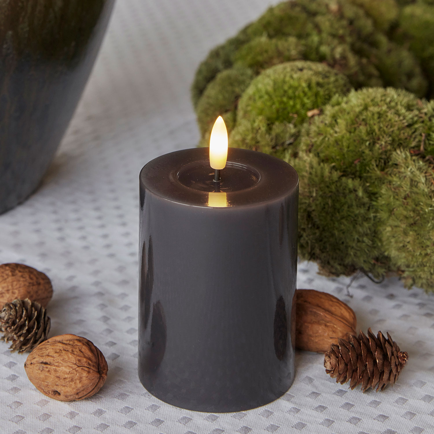 Sirius - Sille Lacquer Pillar, Stone Gray, Ø7,5xH10cm