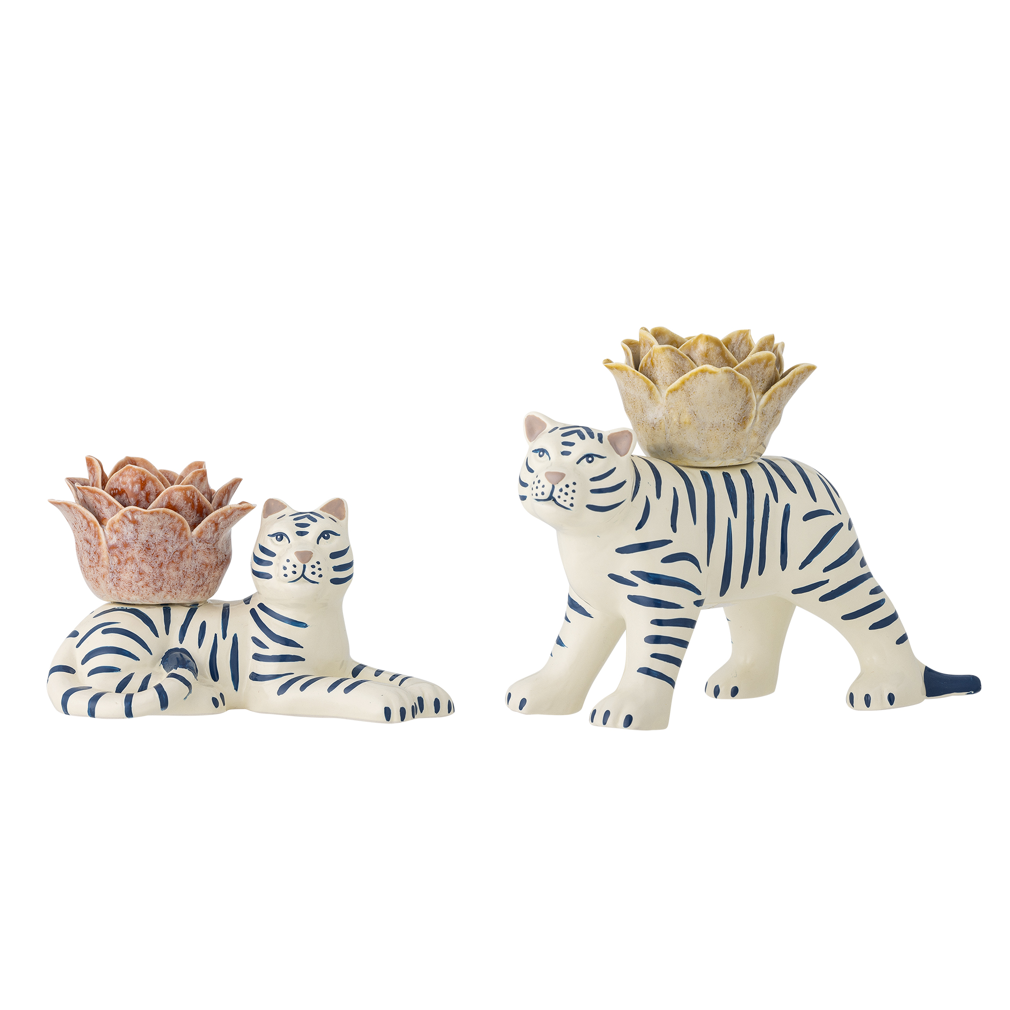 Bloomingville - Rory Lysestage, Multifarvet, Stentøj, L14xH8,5xW7/L18xH13,5xW7,5 cm, Set of 2 billede