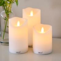 Sirius Sara Genopladelig Bloklys 3 stk. Ø7,5x10/12,5/15 cm Hvid