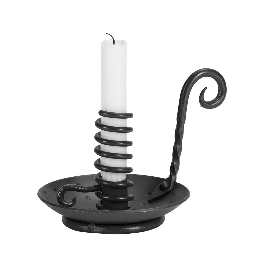 Nääsgränsgården - Stump candlestick wrought iron black H.14cm