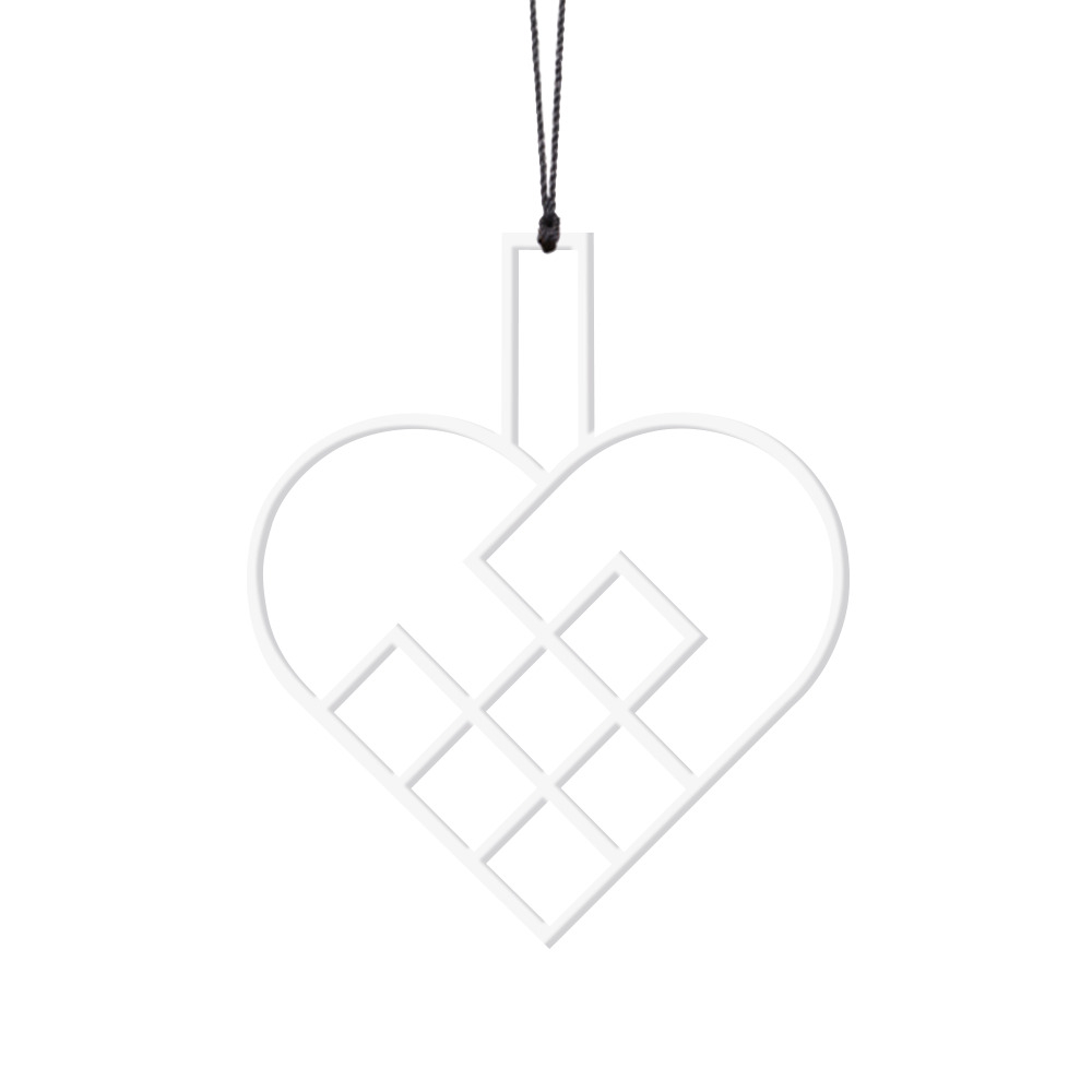 Julehjerter, Streg, Hvid - 2 stk. Julehjerter, Streg, Hvid - 2 stk.