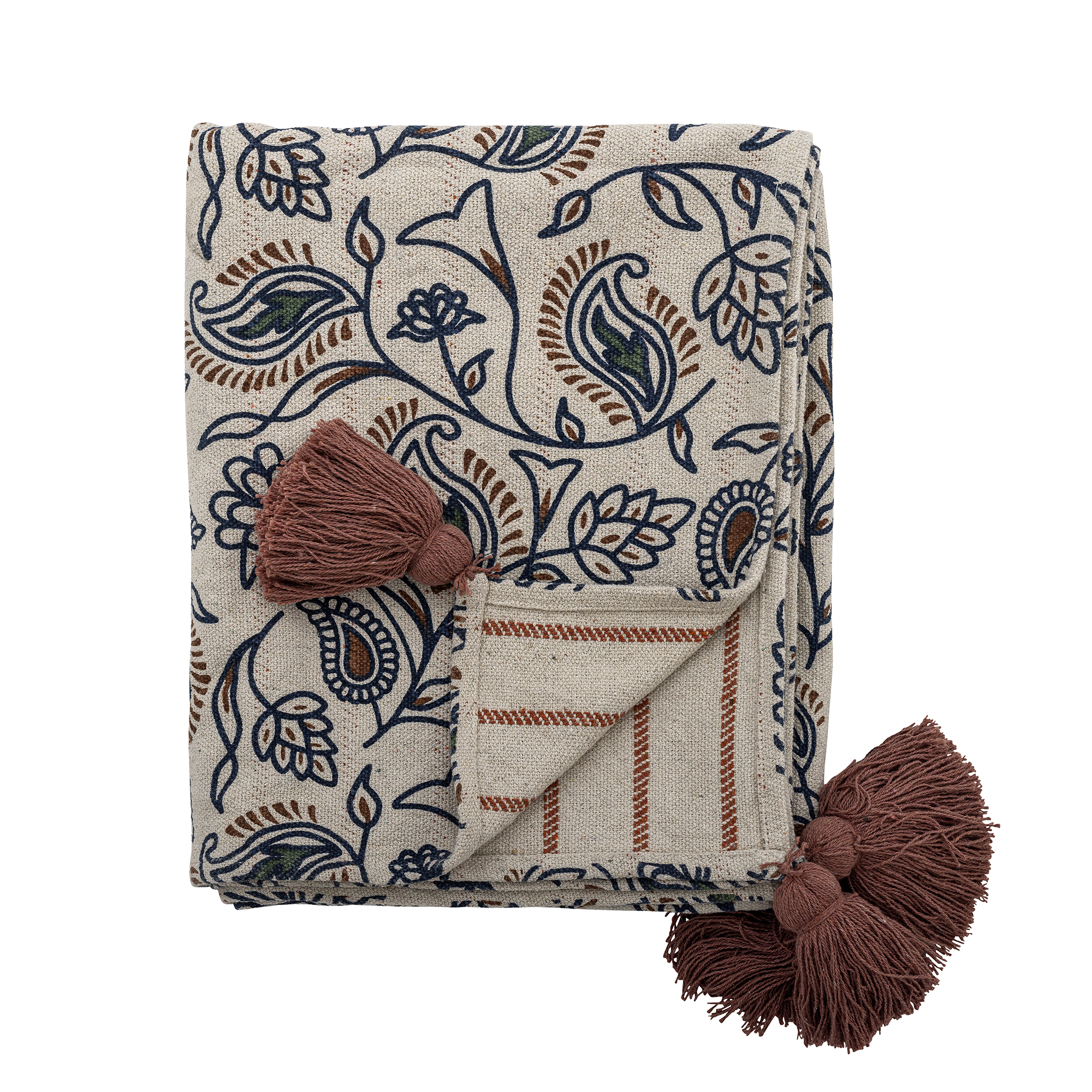 Bloomingville - Paisley Plaid, Multifarvet, Genanvendt Bomuld, L160xW130 cm