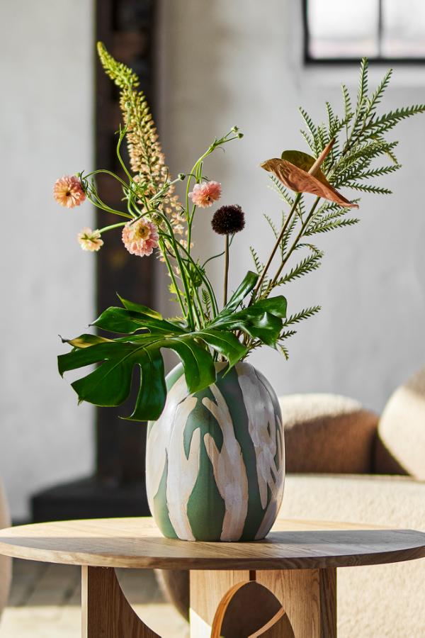 Adalena Deko Vase, Stentøj, D23,5xH30,5 cm, Grøn