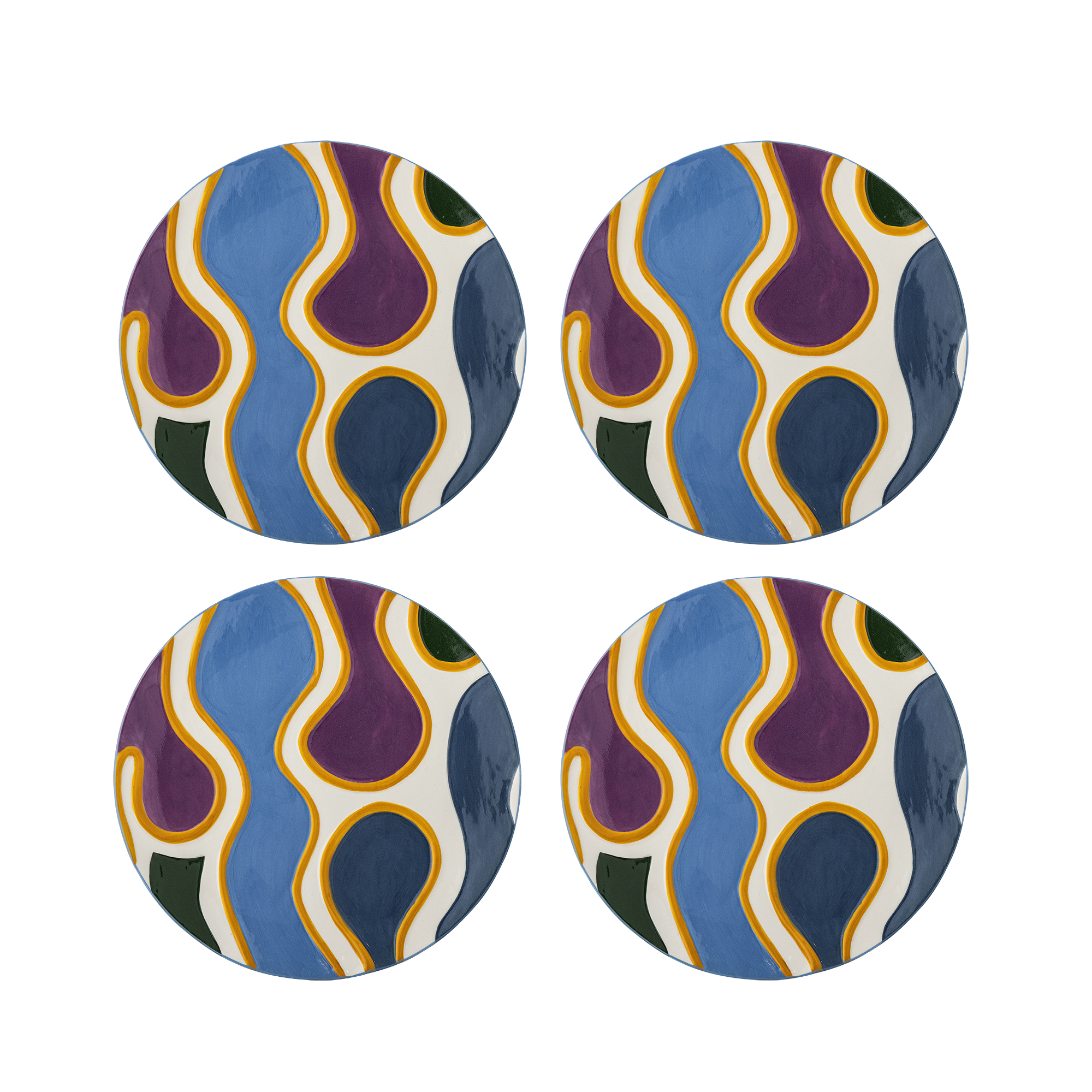 Bloomingville - Salacia Tallerken, Multifarvet, Stentøj, D18xH1 cm, Set of 4
